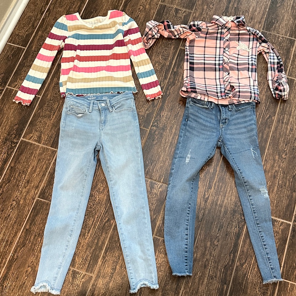 Old Navy Blue Jeans with Striped Top set
